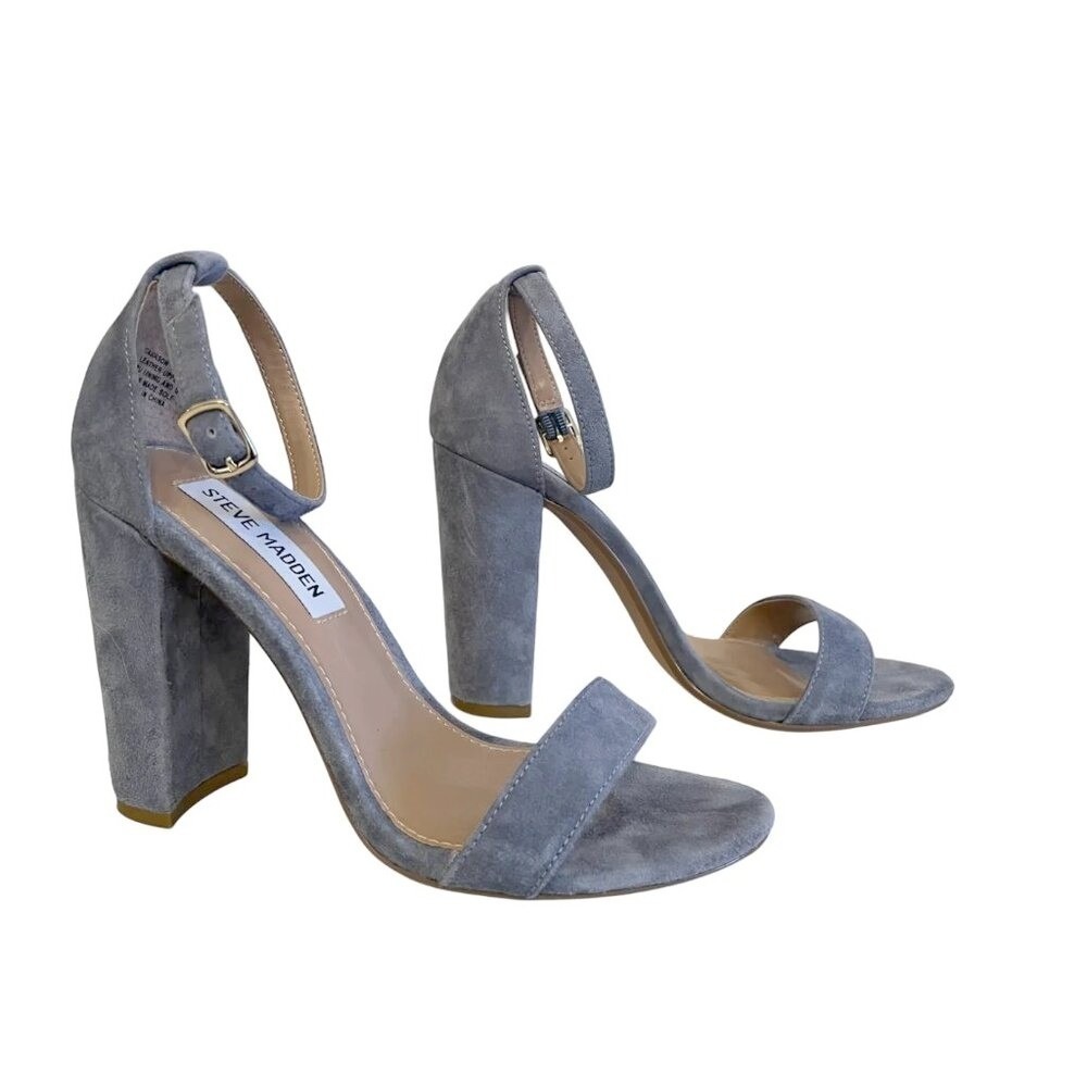 Steve Madden Carrson Blue Suede Block Heeled Sandal 6.5